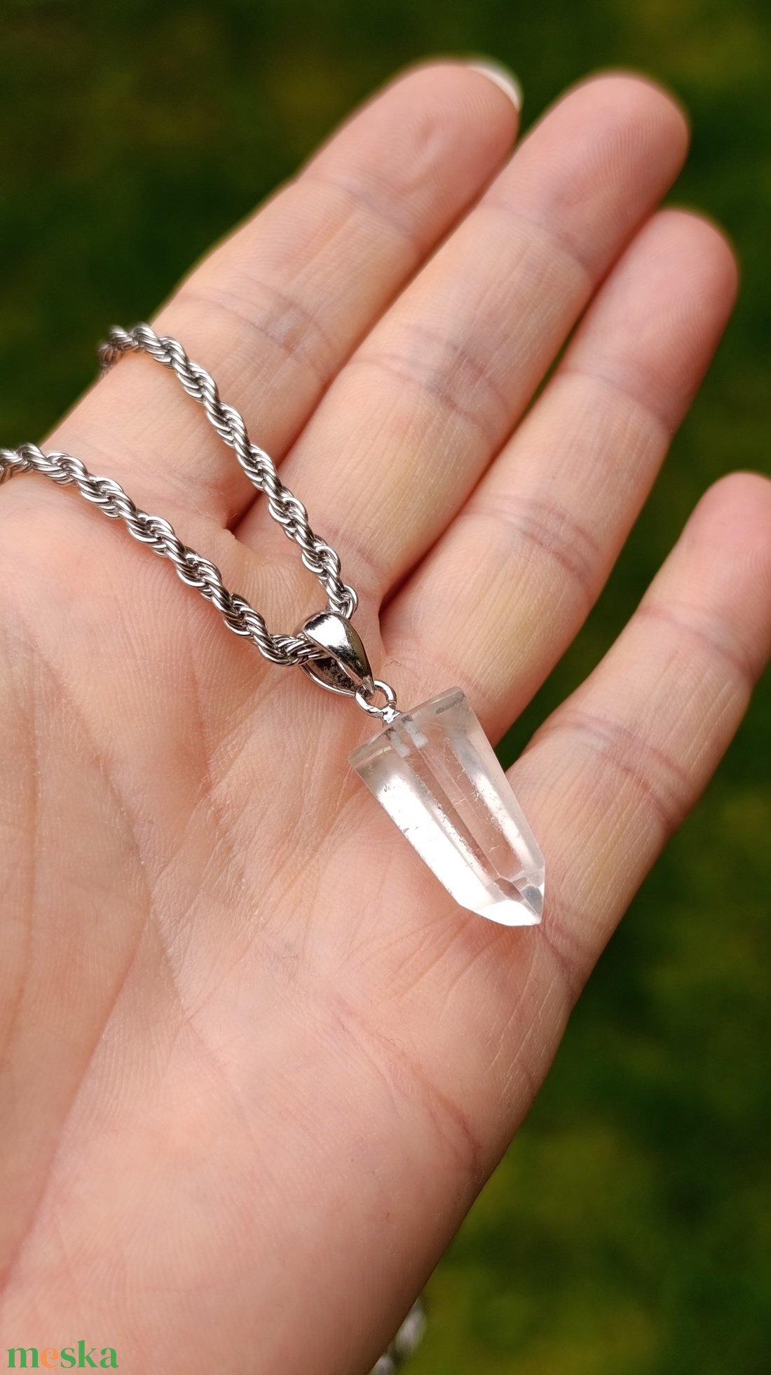 Hegyikristály csúcsmedál nemesacél láncon - ékszer - nyaklánc - medálos nyaklánc - Meska.hu