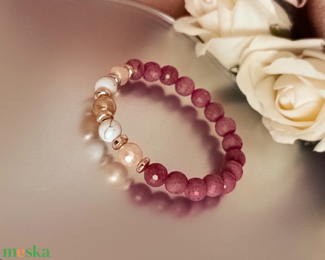 Golden Serenity A minőségű fazettált thulit ásványkarkötő  - ékszer - karkötő - ásványkarkötő - Meska.hu