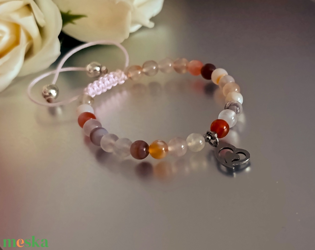 Pink botswana achát karkötő állítható kivitel Anyák napjára - ékszer - karkötő - ásványkarkötő - Meska.hu