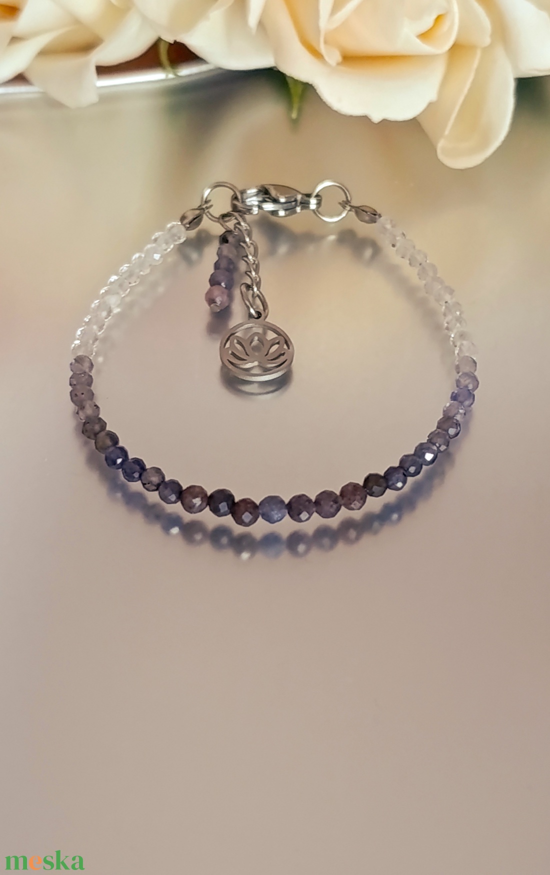 Belső csend és tisztánlátás ásványkarkötő zafírral, tanzanittal és hegyikristállyal - ékszer - karkötő - ásványkarkötő - Meska.hu