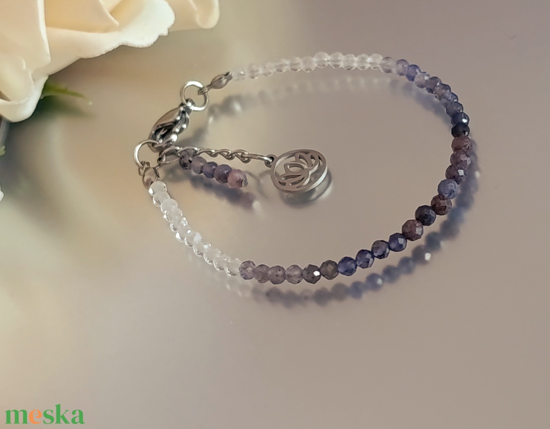 Belső csend és tisztánlátás ásványkarkötő zafírral, tanzanittal és hegyikristállyal - ékszer - karkötő - ásványkarkötő - Meska.hu