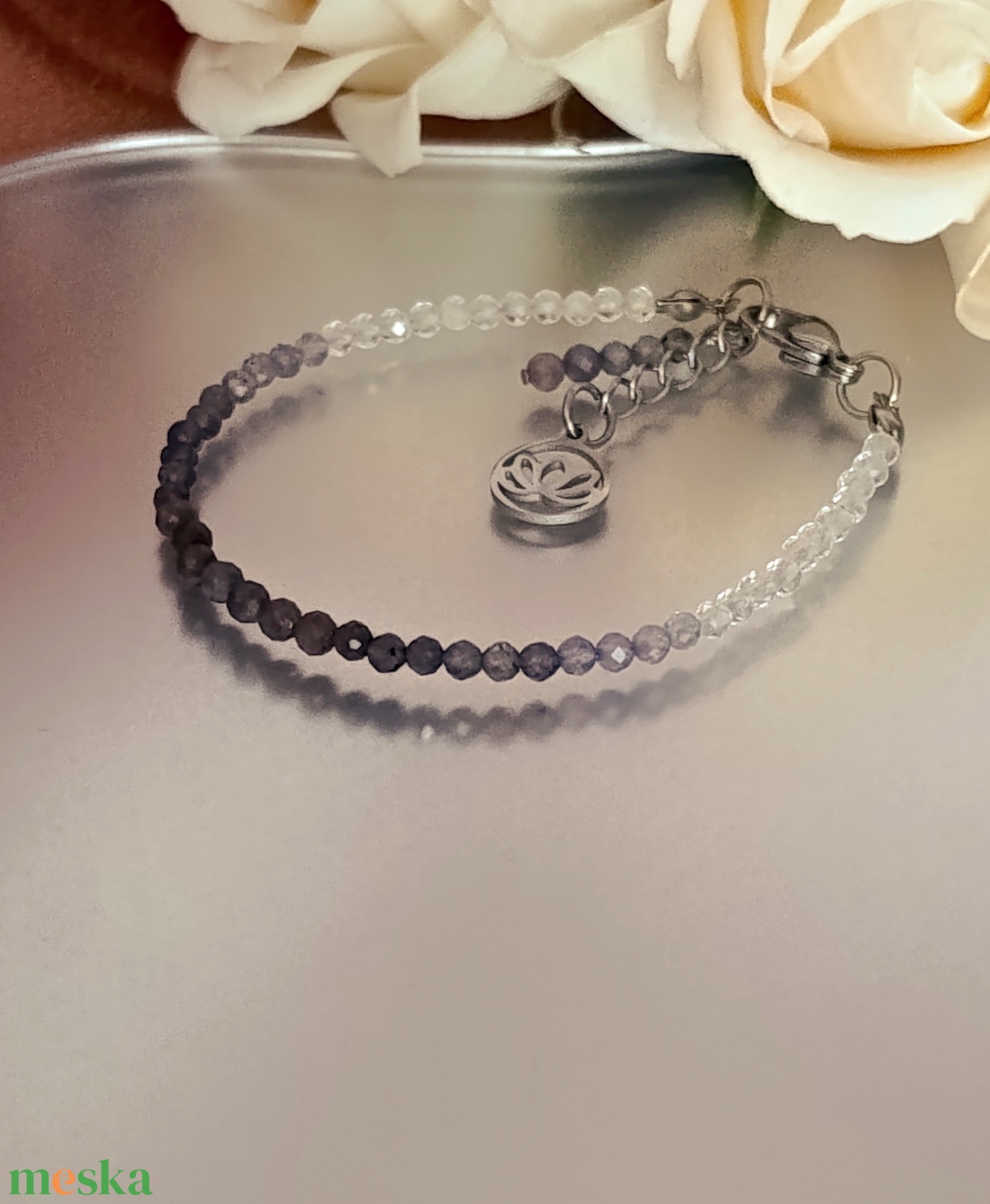 Belső csend és tisztánlátás ásványkarkötő zafírral, tanzanittal és hegyikristállyal - ékszer - karkötő - ásványkarkötő - Meska.hu