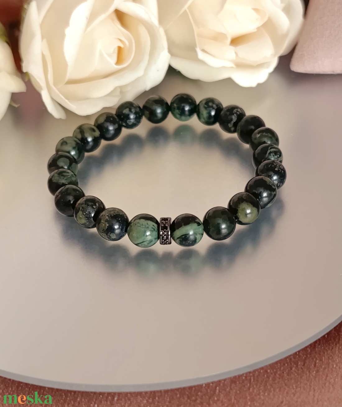 Stabilitás - biztonság - nyugalom kambaba jáspis férfi ásványkarkötő - ékszer - karkötő - ásványkarkötő - Meska.hu