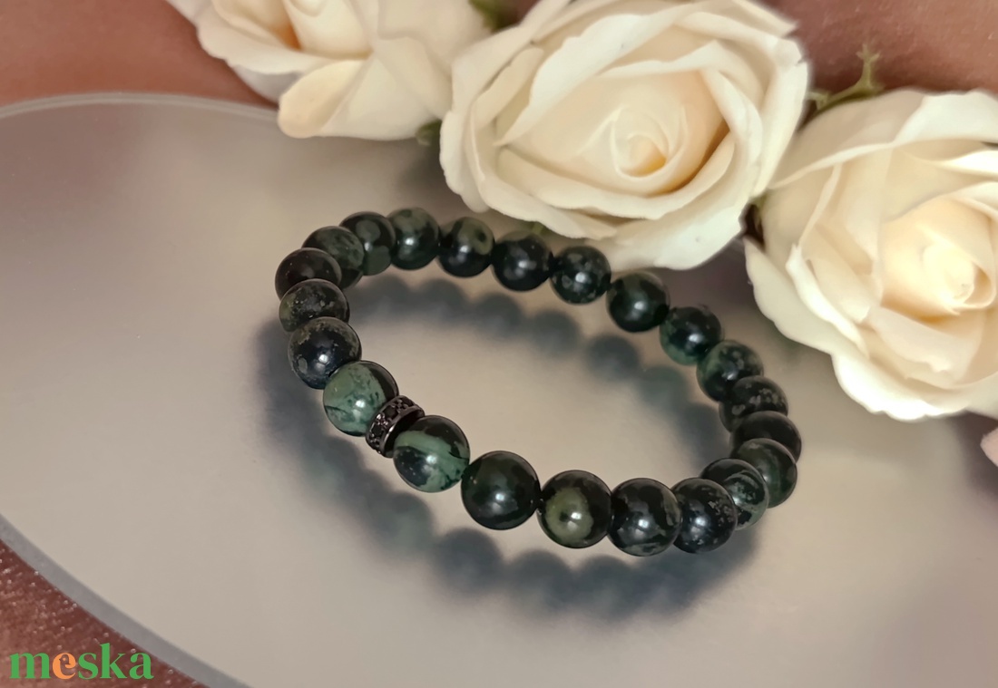Stabilitás - biztonság - nyugalom kambaba jáspis férfi ásványkarkötő - ékszer - karkötő - ásványkarkötő - Meska.hu