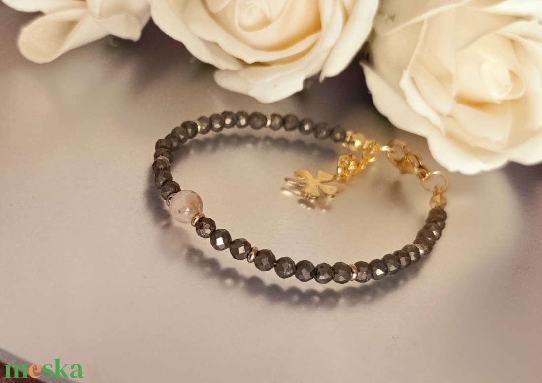 Bőségvonzó ásványkarkötő pirittel és citrinnel - ékszer - karkötő - ásványkarkötő - Meska.hu
