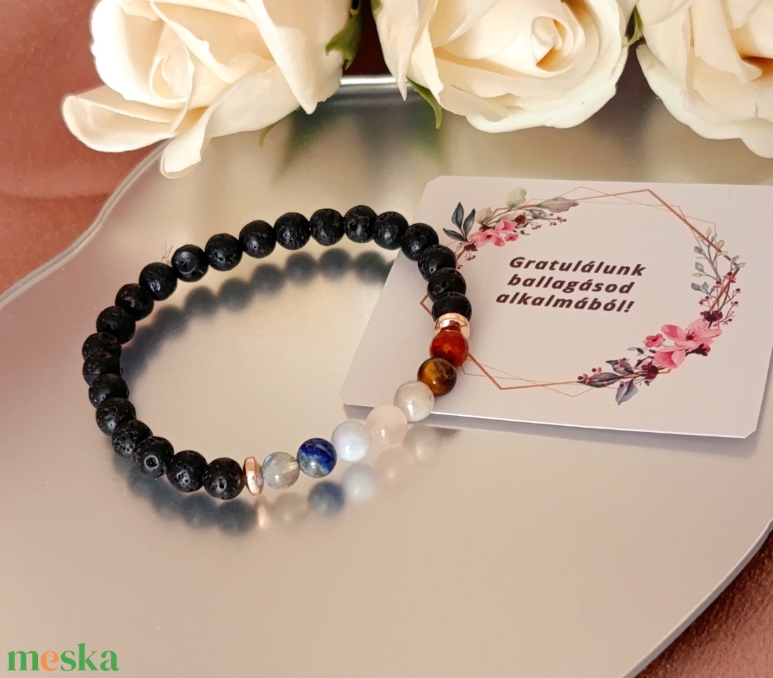 Női csakra karkötő lávakő alapon � egyensúly és tudatos jelenlét, aroma ékszer - ékszer - karkötő - ásványkarkötő - Meska.hu