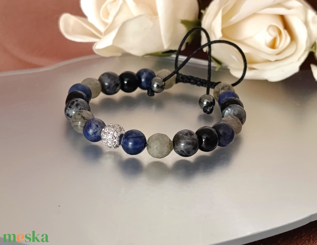 Belső rend - erő -stabilitás férfi állítható ásványkarkötő  - ékszer - karkötő - ásványkarkötő - Meska.hu