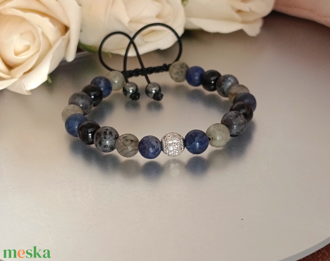 Belső rend - erő -stabilitás férfi állítható ásványkarkötő  - ékszer - karkötő - ásványkarkötő - Meska.hu