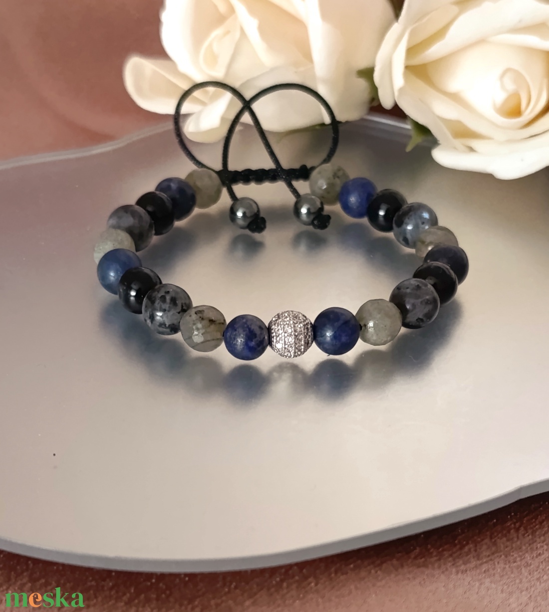 Belső rend - erő -stabilitás férfi állítható ásványkarkötő  - ékszer - karkötő - ásványkarkötő - Meska.hu