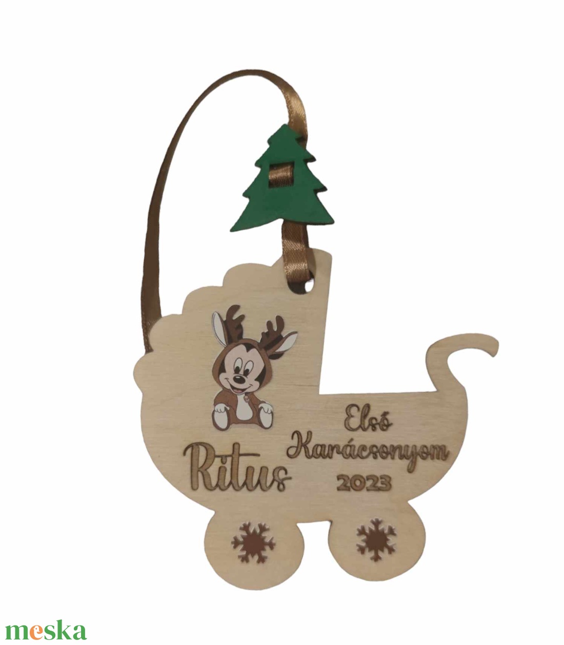 Első karácsonyom babakocsi formájú karácsonyfadísz - karácsony - karácsonyi lakásdekoráció - karácsonyfadíszek - Meska.hu