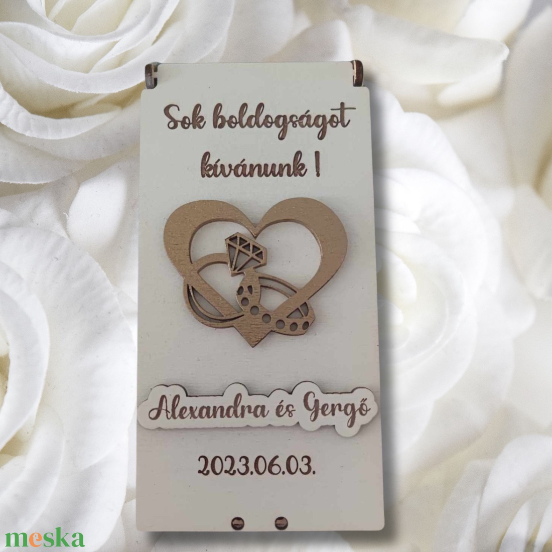 Esküvői pénzátadó dobozka gyűrűvel és szívvel - esküvő - emlék & ajándék - nászajándék - esküvői pénzátadó doboz - Meska.hu