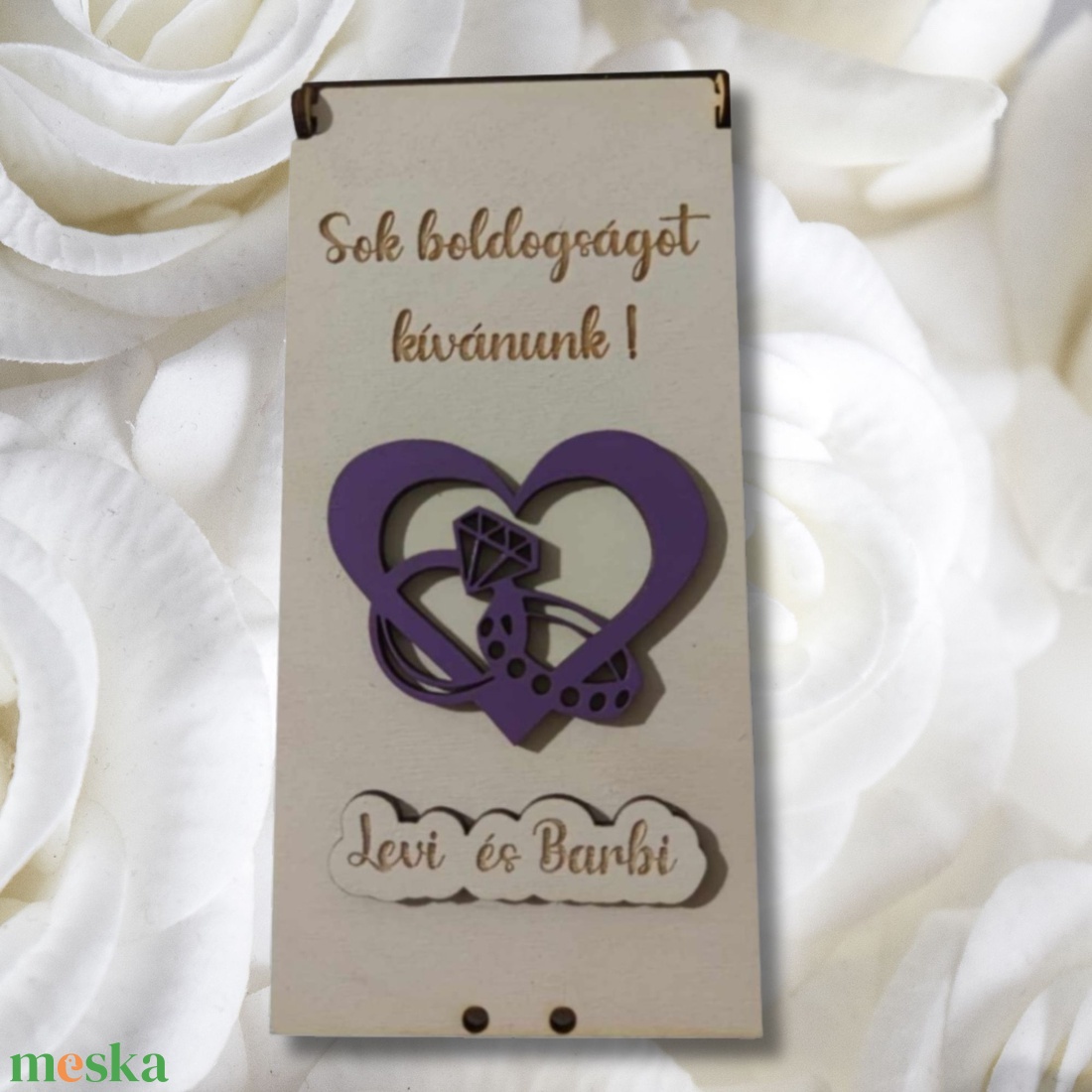Esküvői pénzátadó dobozka gyűrűvel és szívvel - esküvő - emlék & ajándék - nászajándék - esküvői pénzátadó doboz - Meska.hu