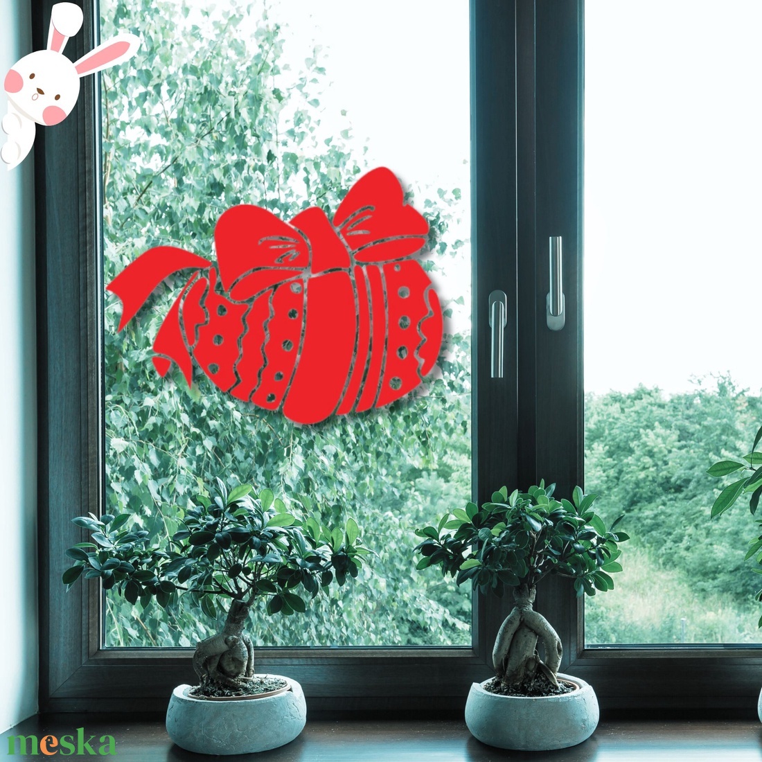 Piros tojás dekormatrica, ablakmatrica - otthon & életmód - dekoráció - ajtó- és ablak dekoráció - ablakmatrica - Meska.hu