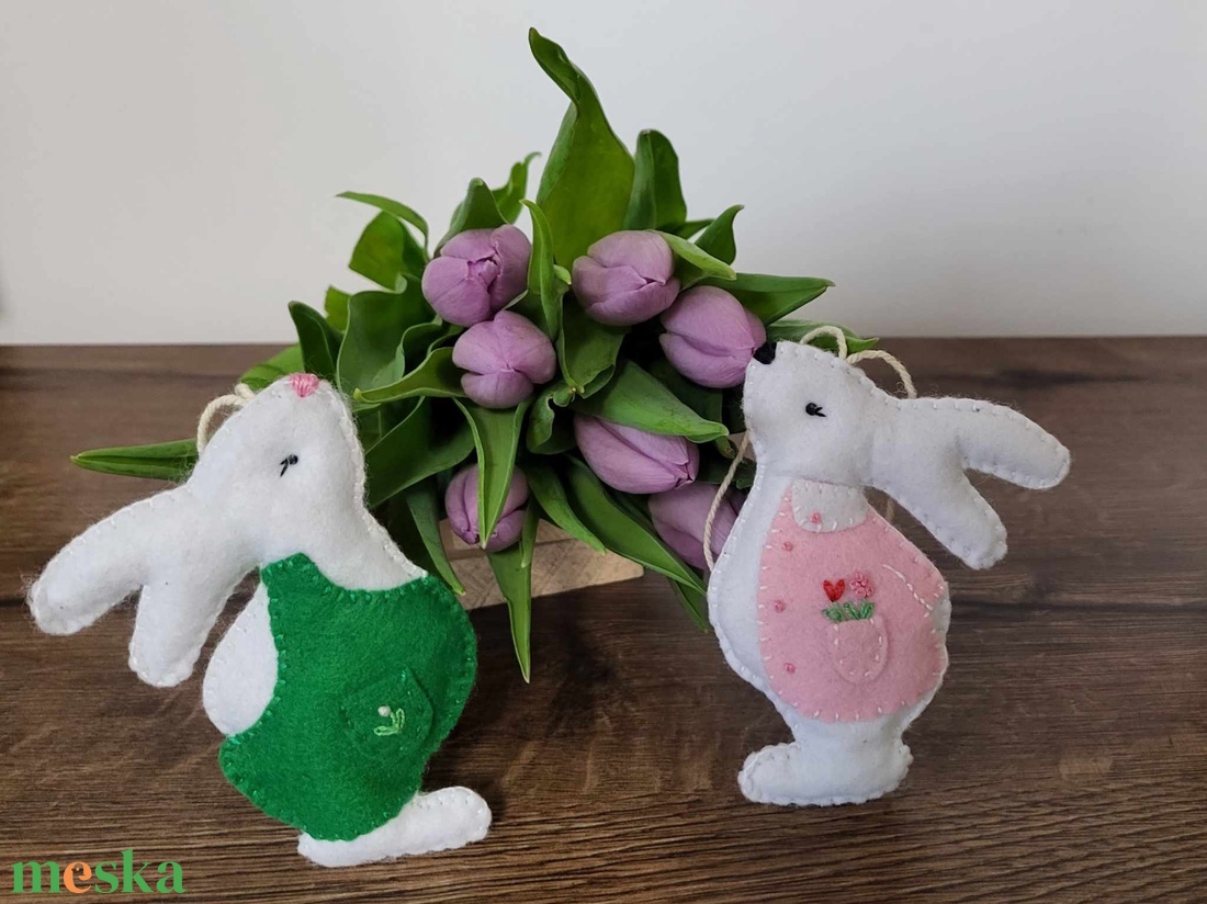 Húsvéti filc nyuszi lány, nyuszi fiú, nyuszi pár - ünnepi díszek, dekorációk - húsvéti díszek és dekorációk - Meska.hu