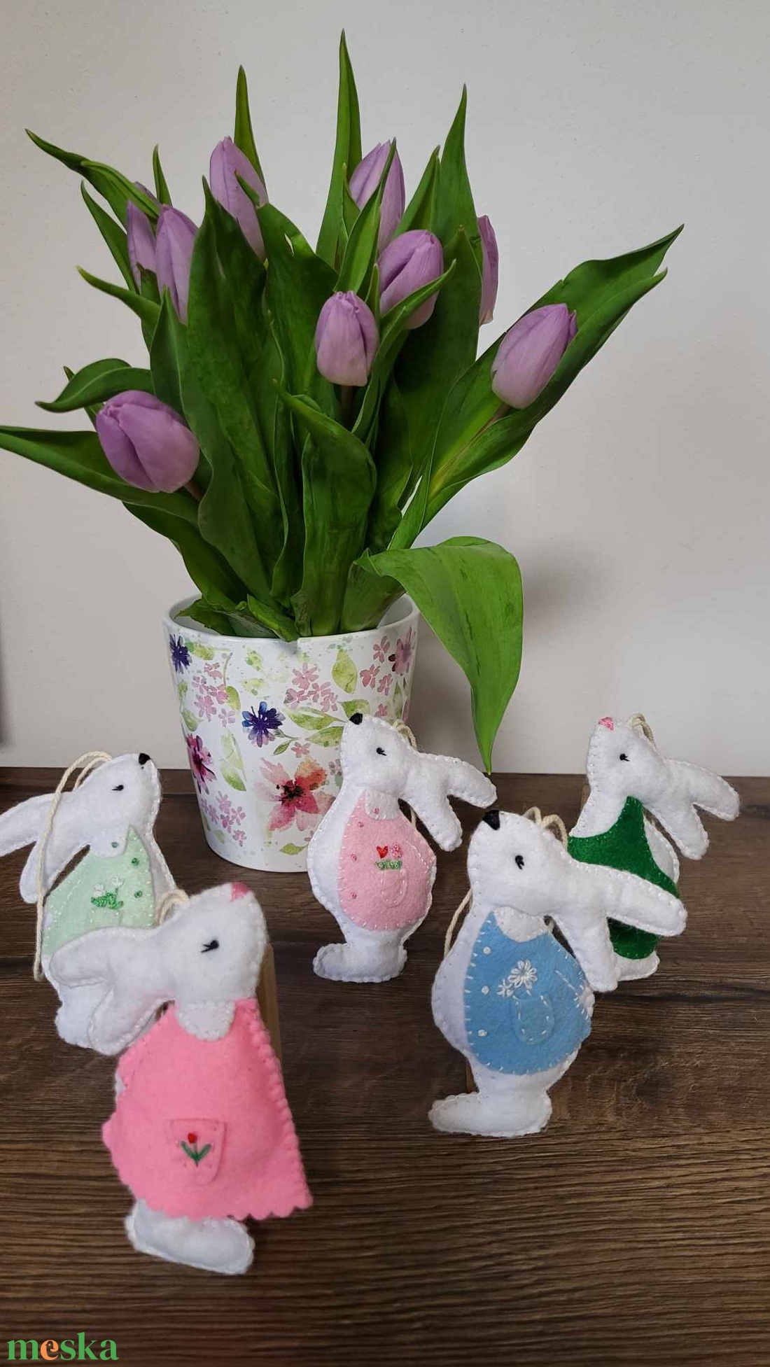 Húsvéti filc nyuszi lány, nyuszi fiú, nyuszi pár - ünnepi díszek, dekorációk - húsvéti díszek és dekorációk - Meska.hu