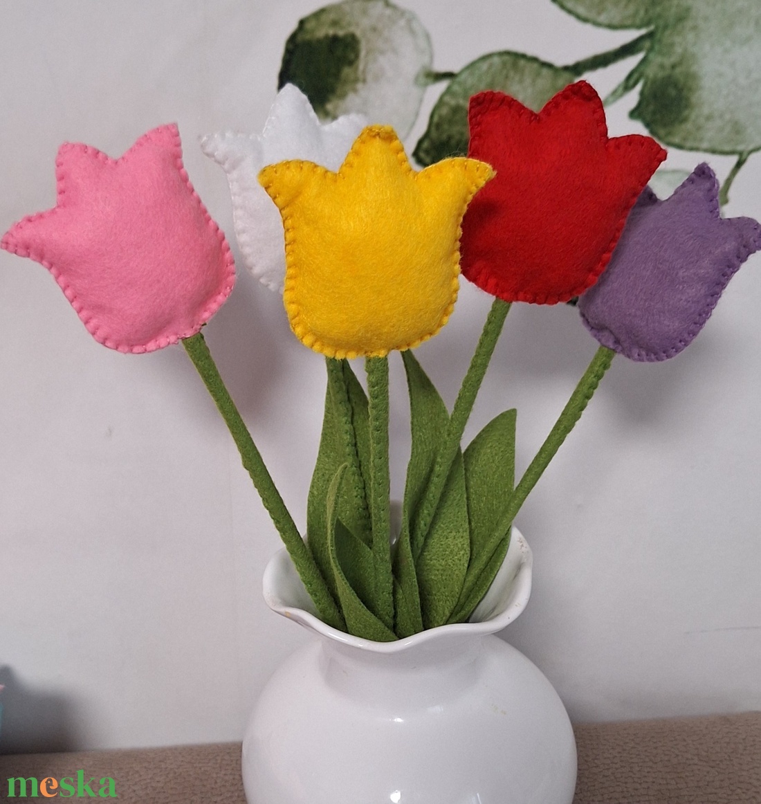 Filc örök tulipán csokor. - otthon & életmód - dekoráció - dísztárgy - Meska.hu