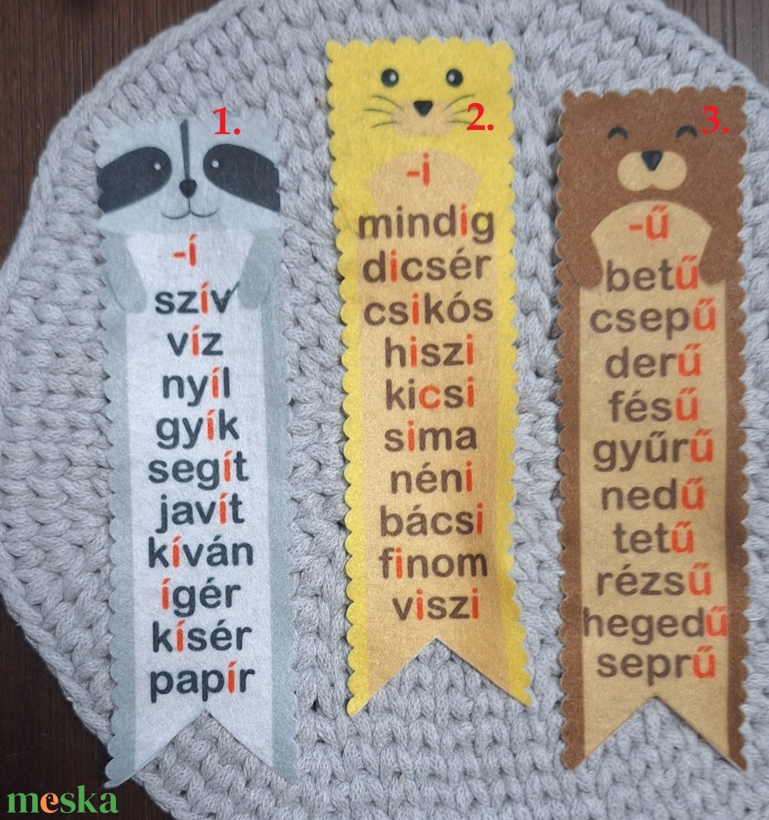 Helyesírásfejlesztő filc könyvjelző állatos mintával - könyv & zene - könyvjelző - Meska.hu