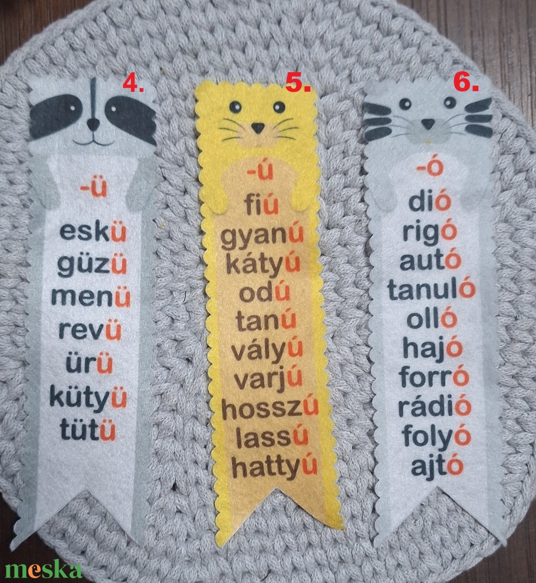 Helyesírásfejlesztő filc könyvjelző állatos mintával - könyv & zene - könyvjelző - Meska.hu
