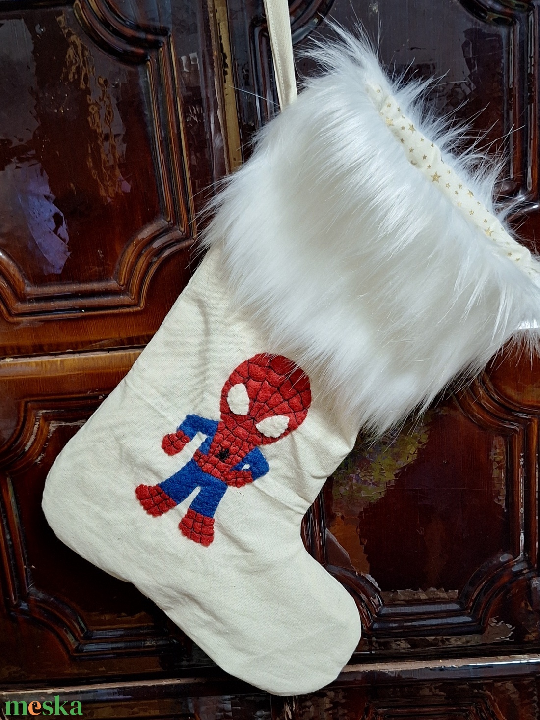 Szőrmés mintás mikulás zsák - karácsony - mikulás - mikulás zsák - Meska.hu