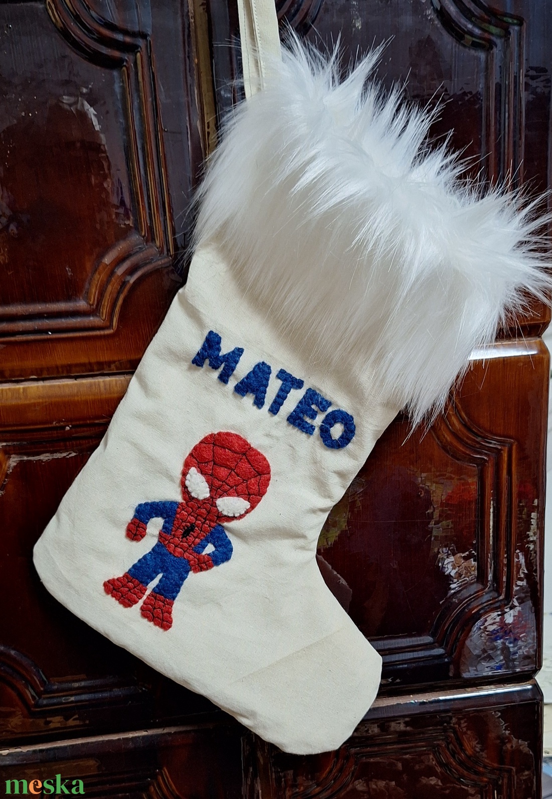 Szőrmés mintás mikulás zsák - karácsony - mikulás - mikulás zsák - Meska.hu