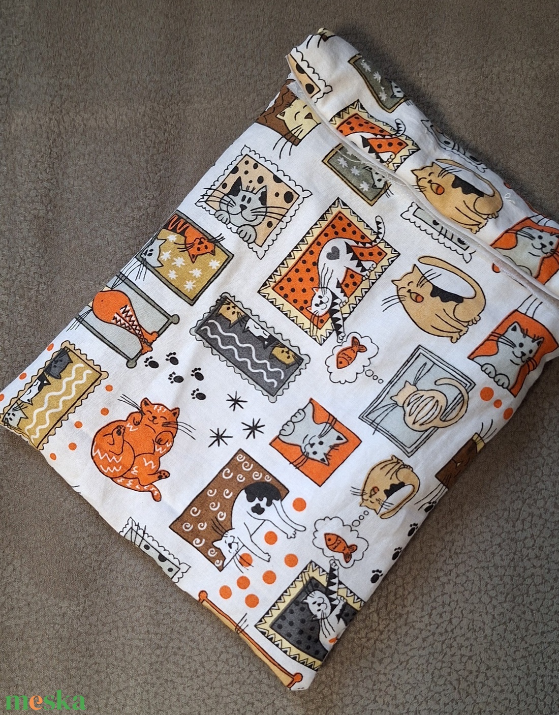 Cicás, macskás- tépőzáras uzsonnás tasak, zsák - táska & tok - uzsonna- & ebéd tartó - szendvics csomagoló - Meska.hu