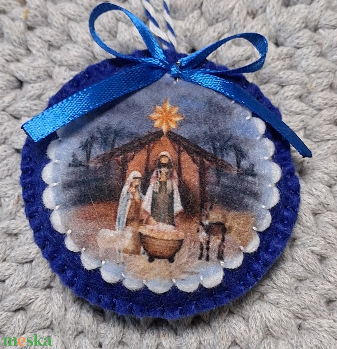 Betlehemes mintás filc karácsonyfa díszek - karácsony - karácsonyi lakásdekoráció - karácsonyfadíszek - Meska.hu