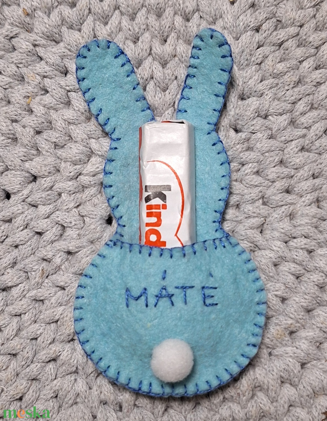 Névreszóló gyapjú filc húsvéti nyuszi pénzátadó, csokiátadó - ünnepi díszek, dekorációk - húsvéti díszek és dekorációk - húsvéti pénzátadó - Meska.hu