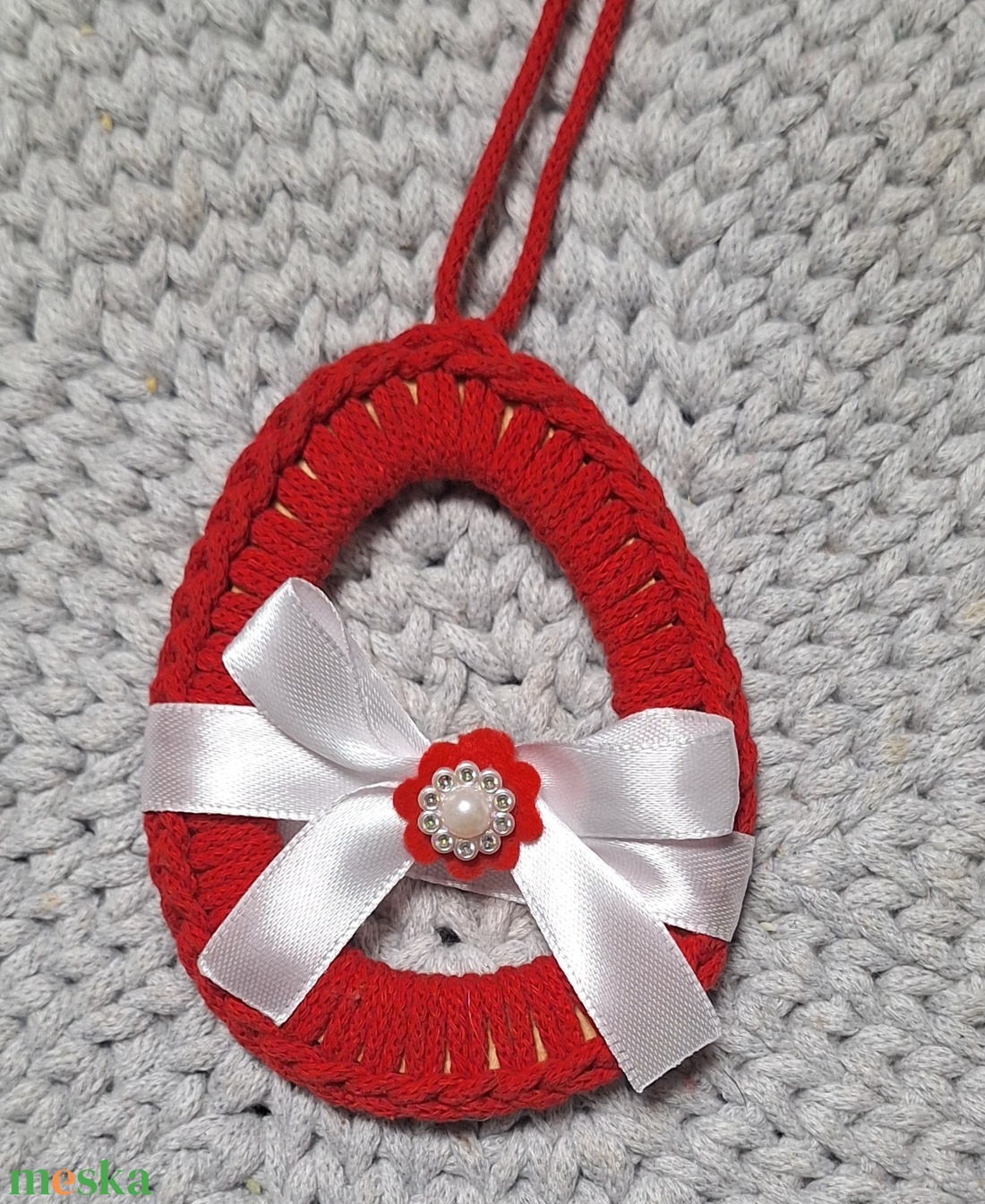 Makramé horgolt húsvéti tojás, nyuszi - ünnepi díszek, dekorációk - húsvéti díszek és dekorációk - húsvéti tojásfadíszek - Meska.hu