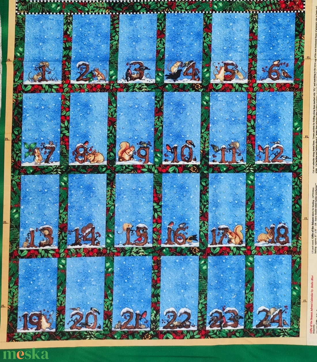 Nosztalgikus adventi naptár panel pamutvászon karácsonyi dekor vászon - karácsony - adventi díszek - adventi naptár - Meska.hu