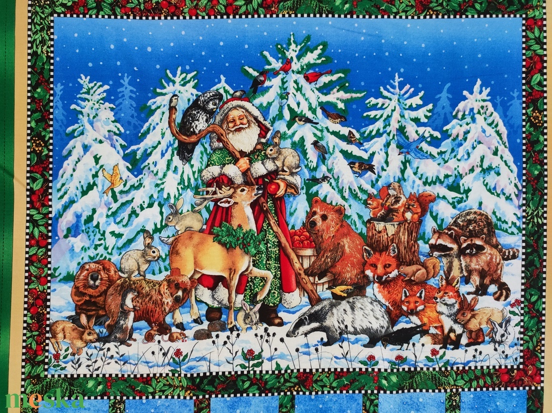 Nosztalgikus adventi naptár panel pamutvászon karácsonyi dekor vászon - karácsony - adventi díszek - adventi naptár - Meska.hu