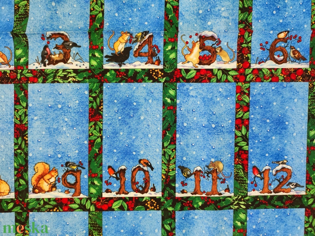 Nosztalgikus adventi naptár panel pamutvászon karácsonyi dekor vászon - karácsony - adventi díszek - adventi naptár - Meska.hu