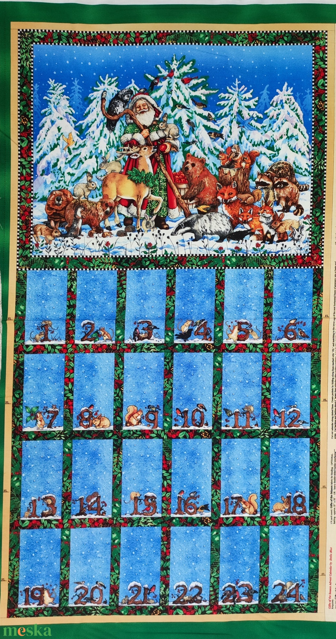 Nosztalgikus adventi naptár panel pamutvászon karácsonyi dekor vászon - karácsony - adventi díszek - adventi naptár - Meska.hu