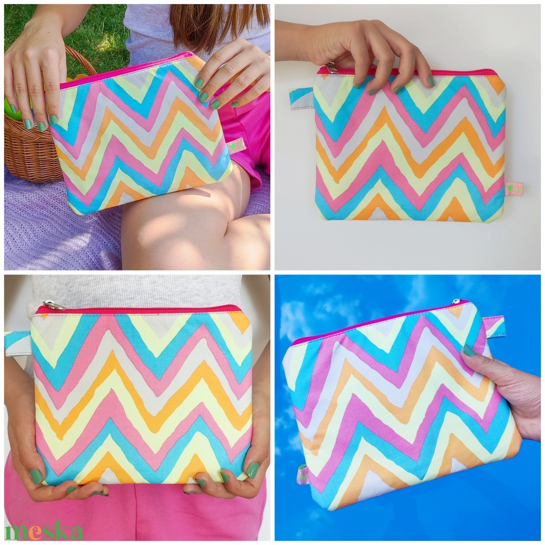 Színes női neszesszer  rikító Summer Vibes MIDI (21x17 cm) - táska & tok - neszesszer - Meska.hu