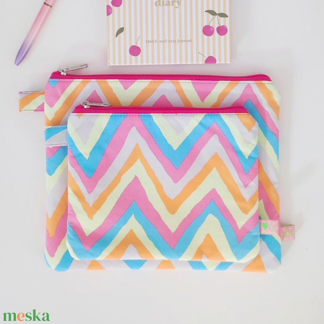 Színes női neszesszer  rikító Summer Vibes MIDI (21x17 cm) - táska & tok - neszesszer - Meska.hu