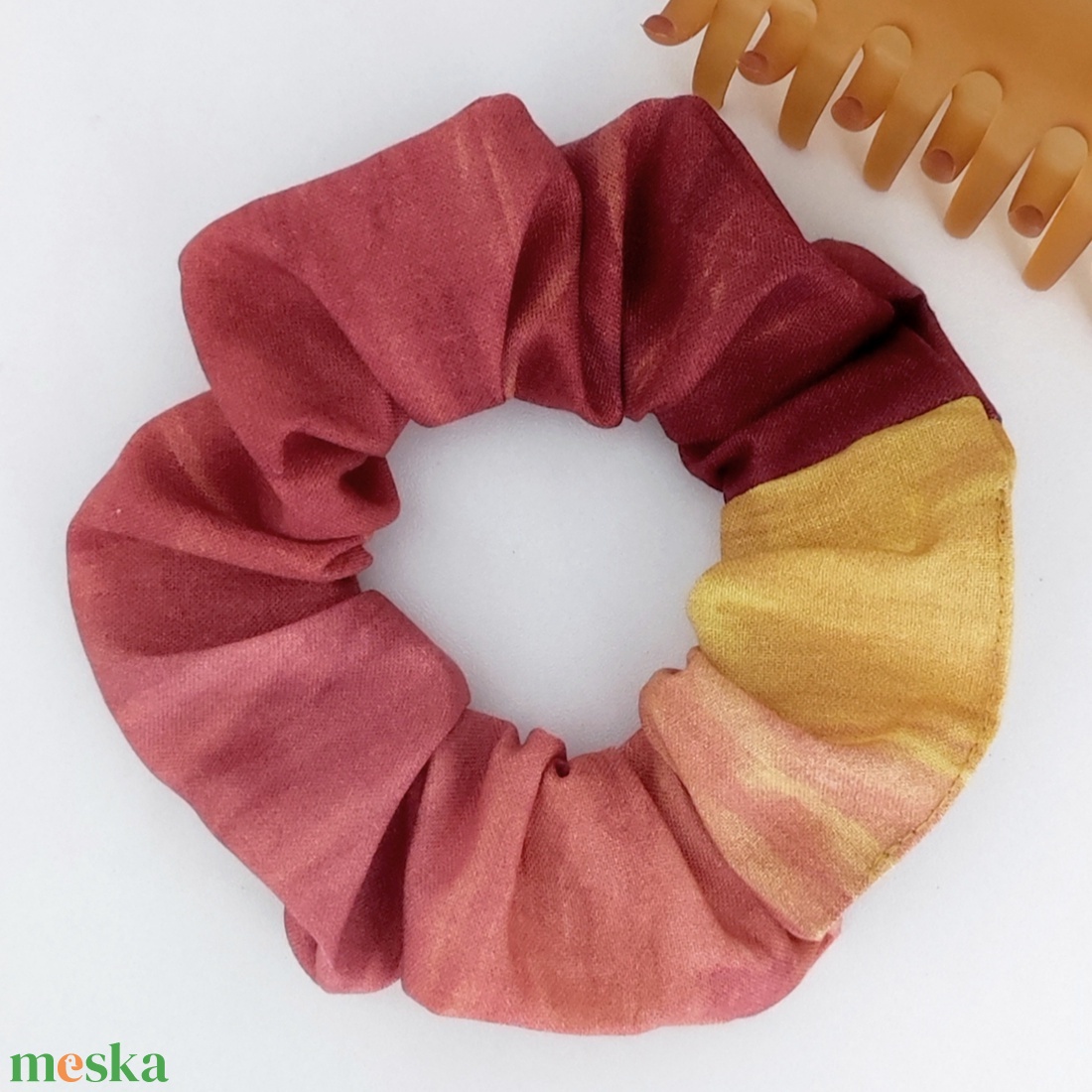 Ombre barna narancs őszi női l scrunchie hajgumi - M-es - ruha & divat - hajdísz & hajcsat - hajgumi - Meska.hu