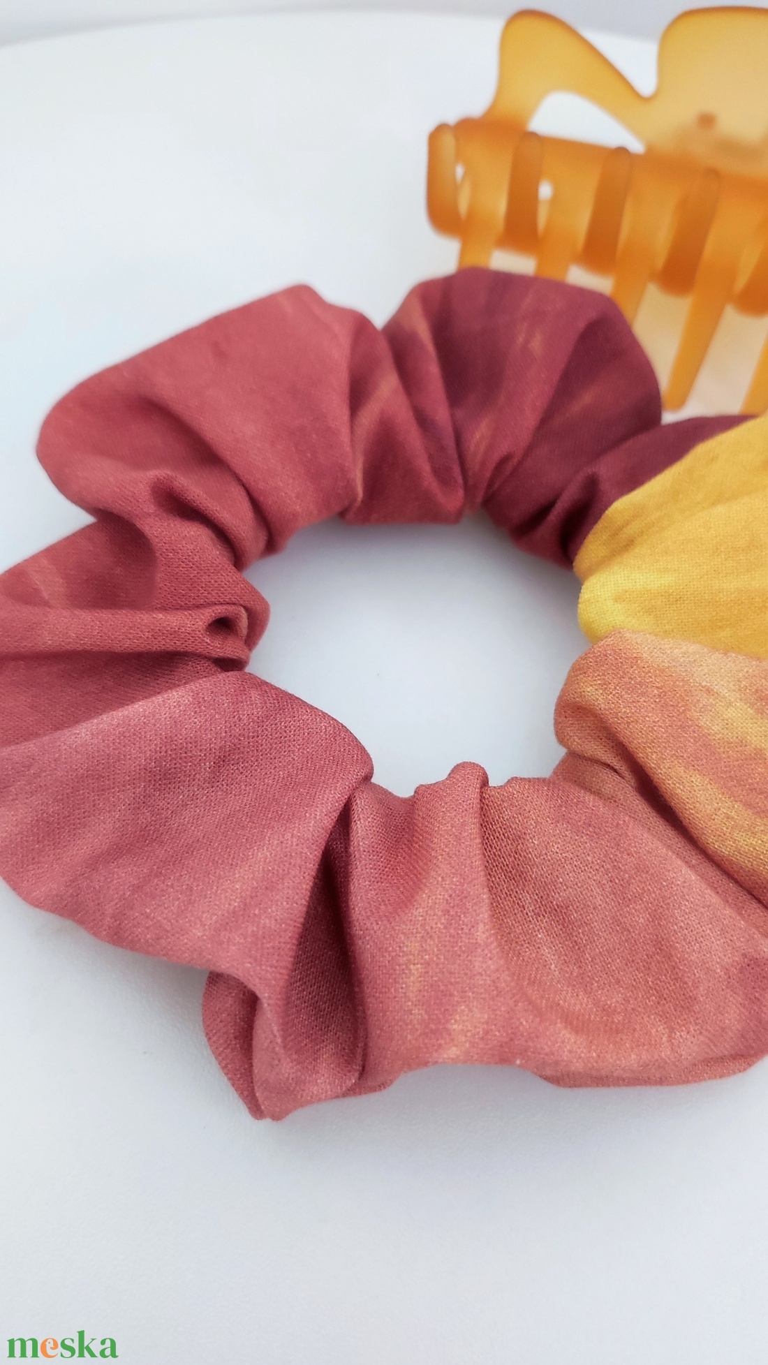 Ombre barna narancs őszi női l scrunchie hajgumi - M-es - ruha & divat - hajdísz & hajcsat - hajgumi - Meska.hu
