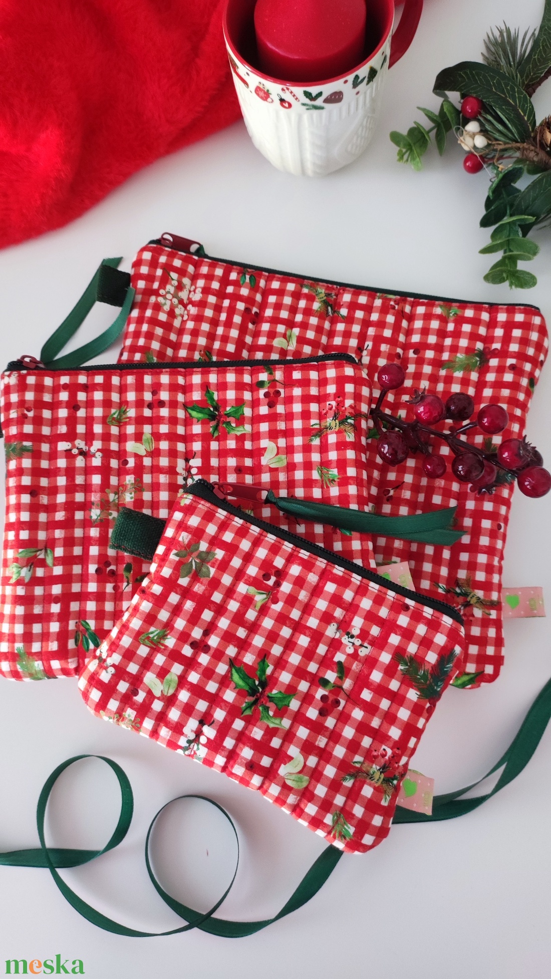 Piros kockás karácsonyi neszesszer szett - 3db zerowaste - táska & tok - neszesszer - Meska.hu Piros kockás karácsonyi neszesszer szett - 3db zerowaste - táska & tok - neszesszer - Meska.hu