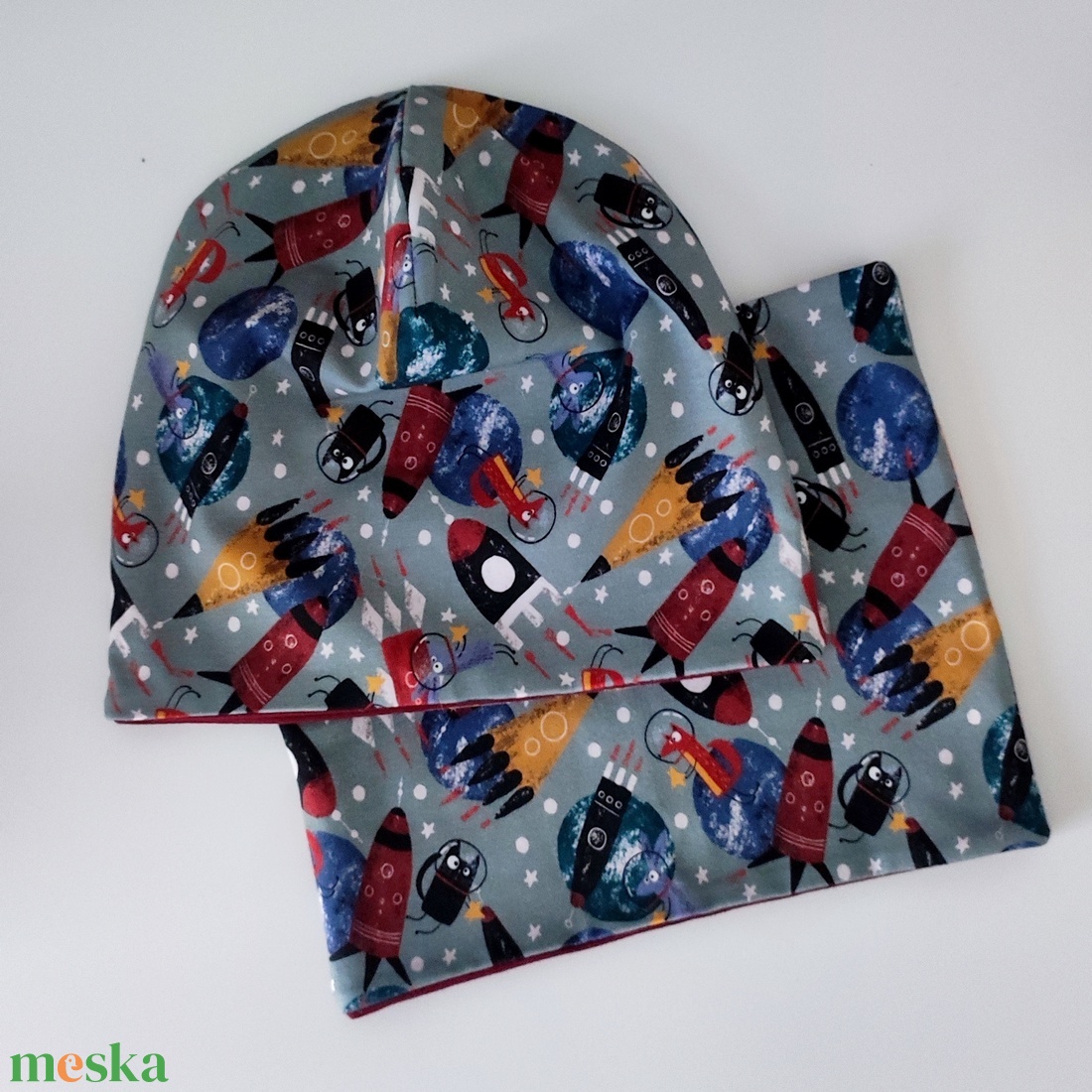 Állatos fiú sapka és sál szett őszi tavaszi 54-es - ruha & divat - babaruha & gyerekruha - babasapka - Meska.hu