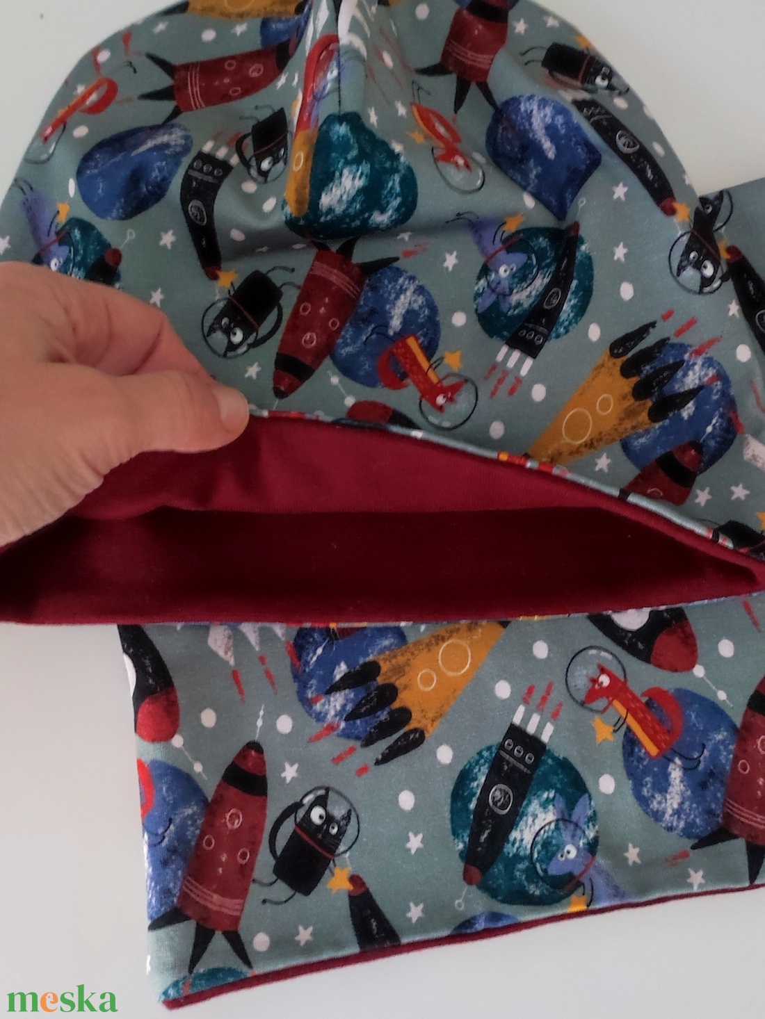 Állatos fiú sapka és sál szett őszi tavaszi 54-es - ruha & divat - babaruha & gyerekruha - babasapka - Meska.hu