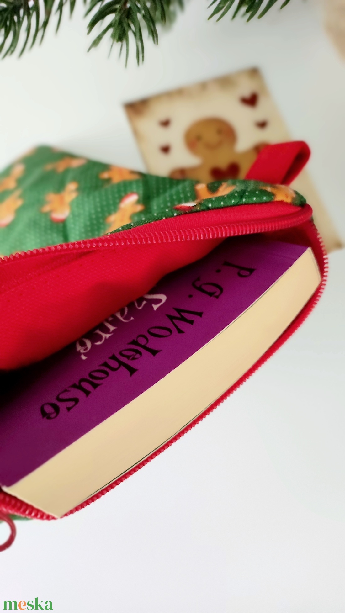 GINGER karácsonyi mintás könyvtok cipzáras - könyv & zene - könyvtok - Meska.hu