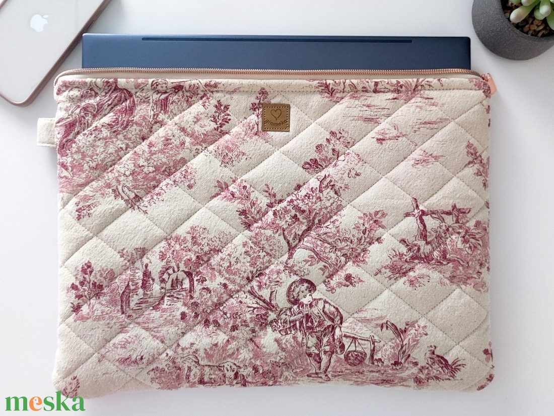 Természetes vászon laptop védőtok -  elegáns nőies 13-16 méretben - táska & tok - laptoptáska, laptop hátizsák - Meska.hu