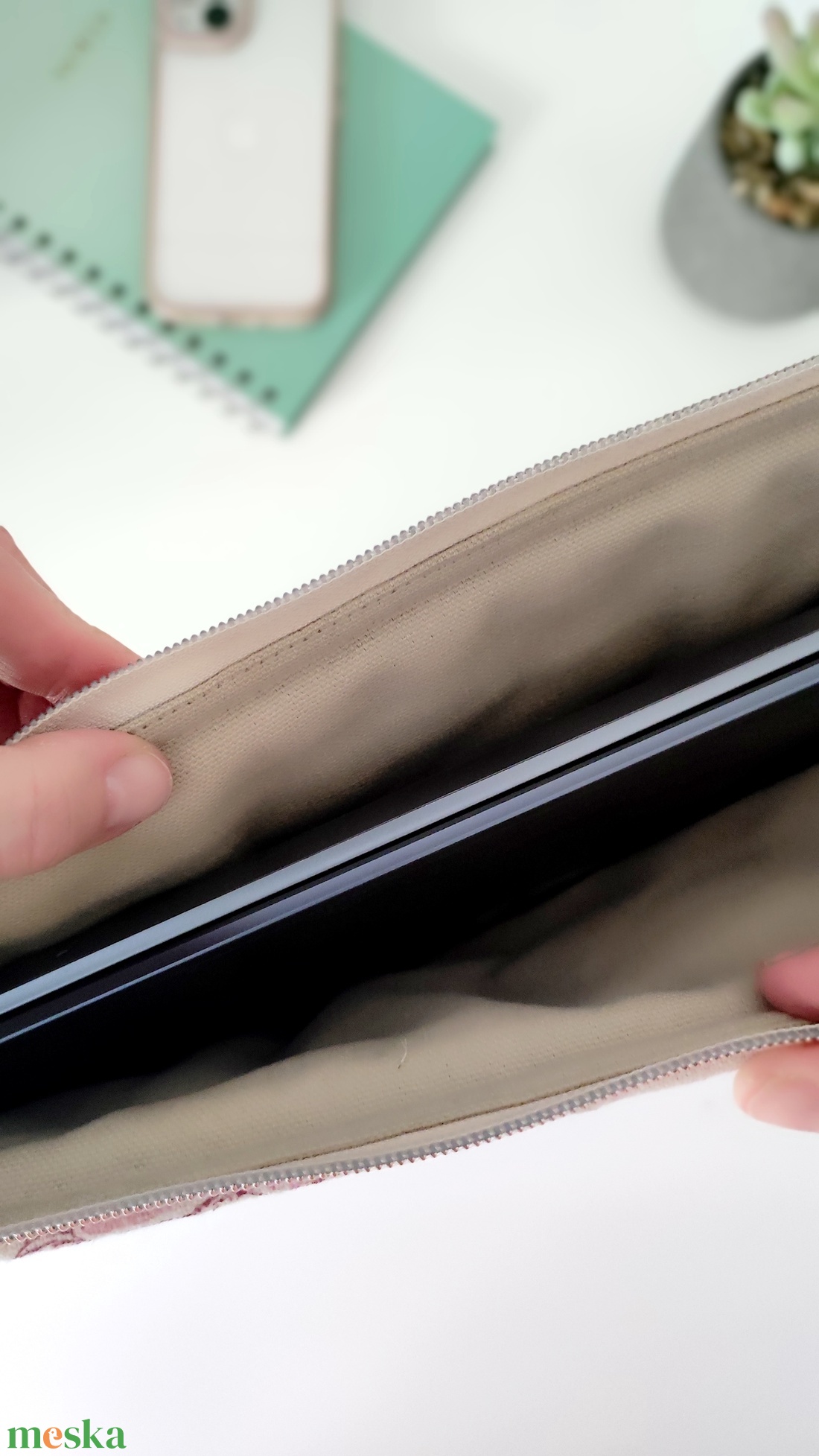 Természetes vászon laptop védőtok -  elegáns nőies 13-16 méretben - táska & tok - laptoptáska, laptop hátizsák - Meska.hu