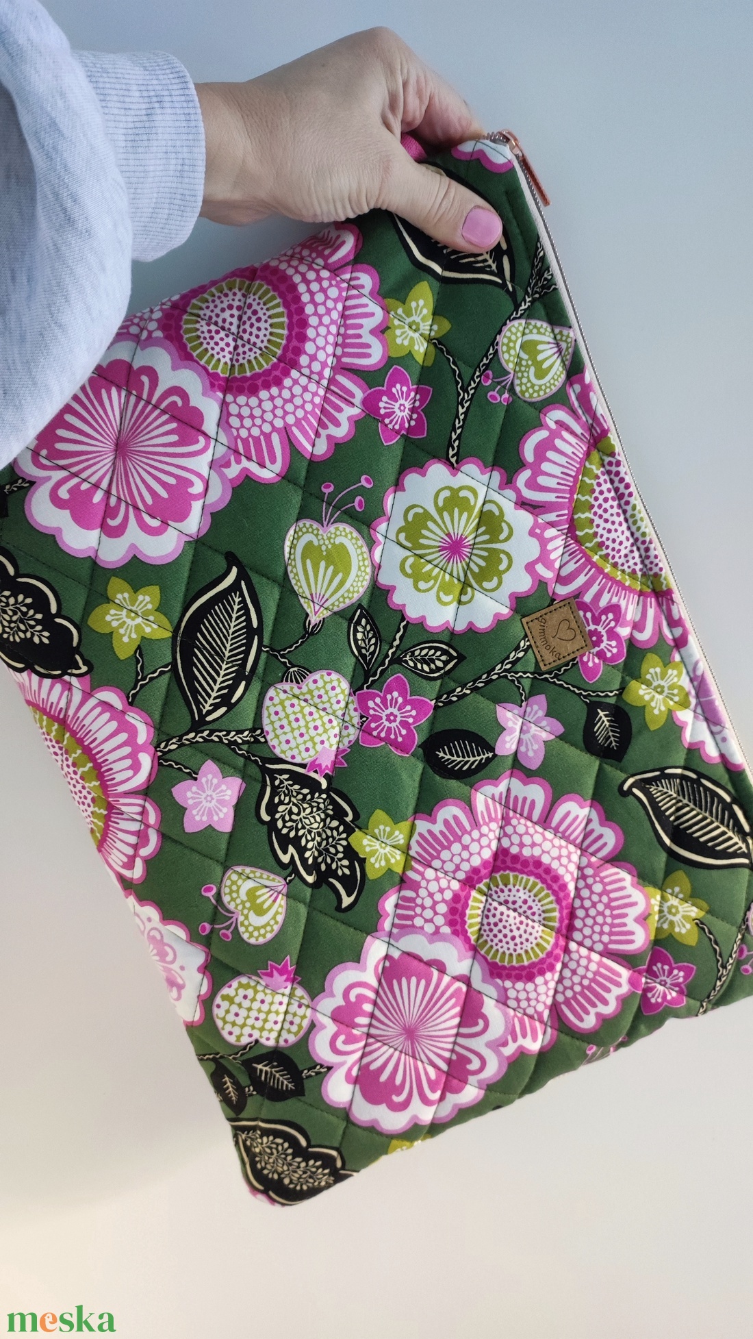 Természetes virágos laptop tartó táska -  elegáns nőies 13-16 méretben - táska & tok - laptoptáska, laptop hátizsák - Meska.hu