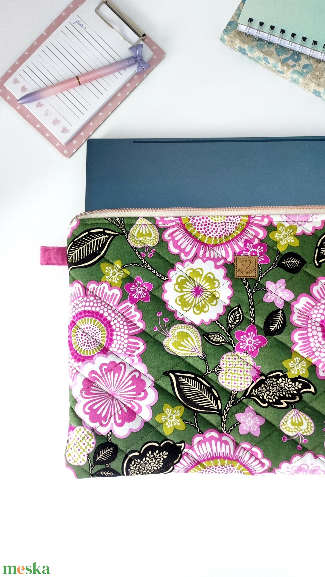 Természetes virágos laptop tartó táska -  elegáns nőies 13-16 méretben - táska & tok - laptoptáska, laptop hátizsák - Meska.hu