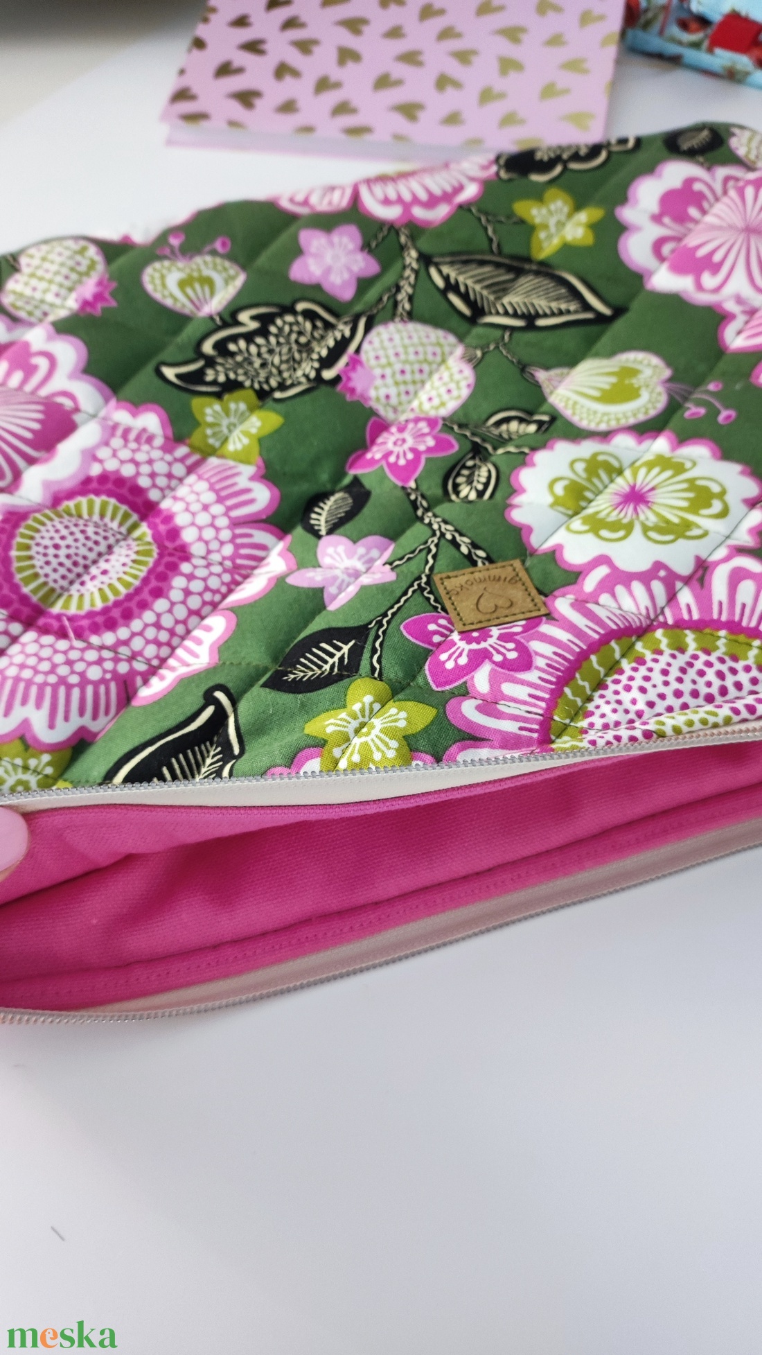 Természetes virágos laptop tartó táska -  elegáns nőies 13-16 méretben - táska & tok - laptoptáska, laptop hátizsák - Meska.hu