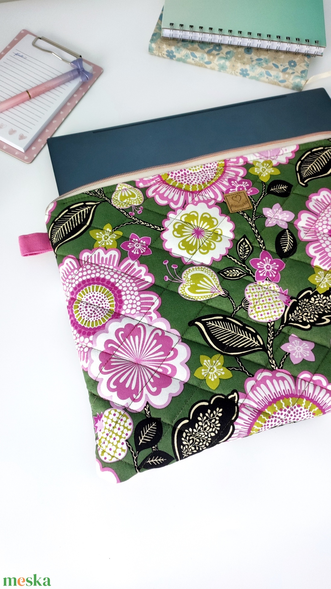 Természetes virágos laptop tartó táska -  elegáns nőies 13-16 méretben - táska & tok - laptoptáska, laptop hátizsák - Meska.hu