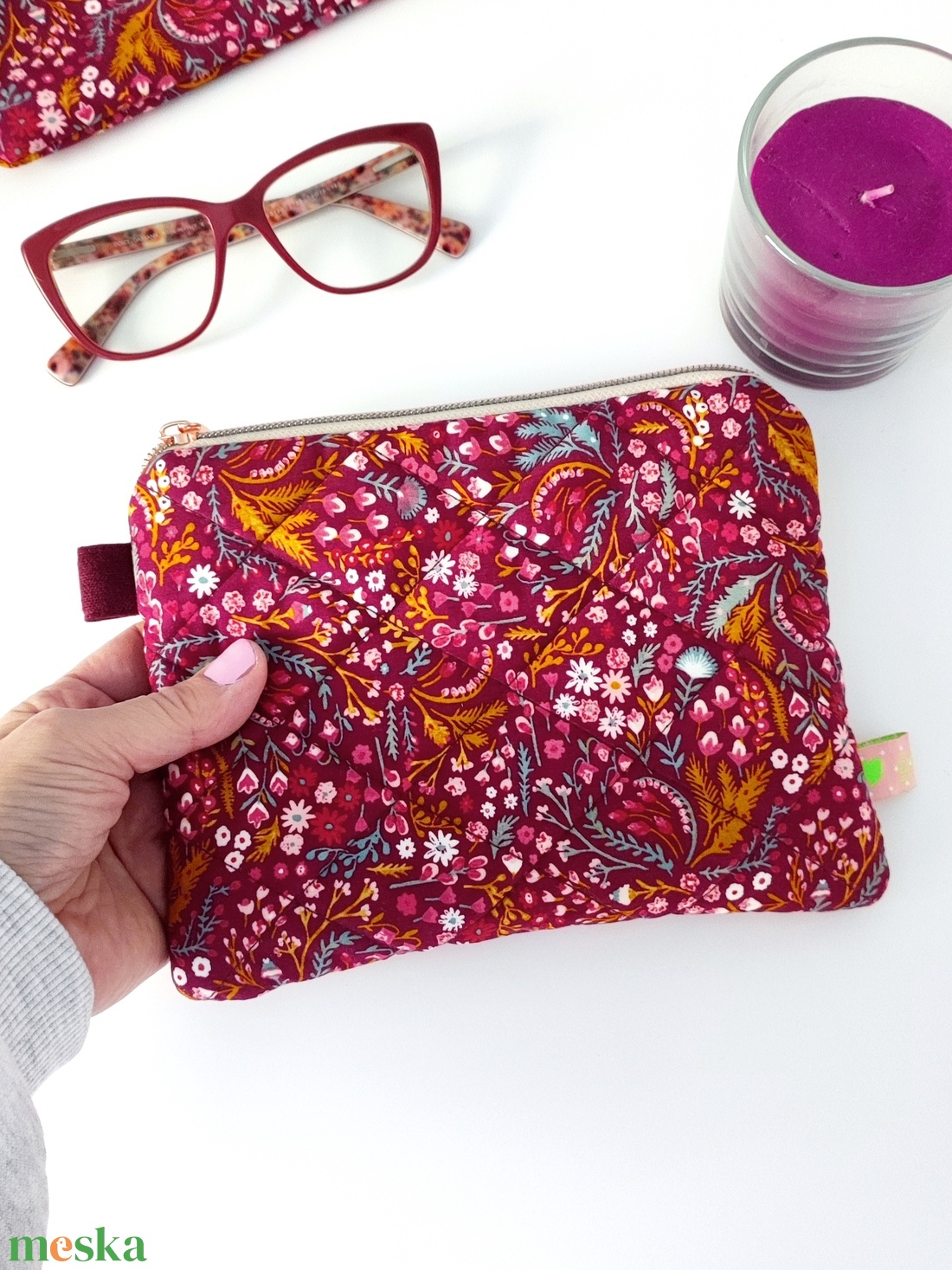 Virág mintás tavaszi női pipere táska � Környezettudatos neszesszer - táska & tok - neszesszer - Meska.hu