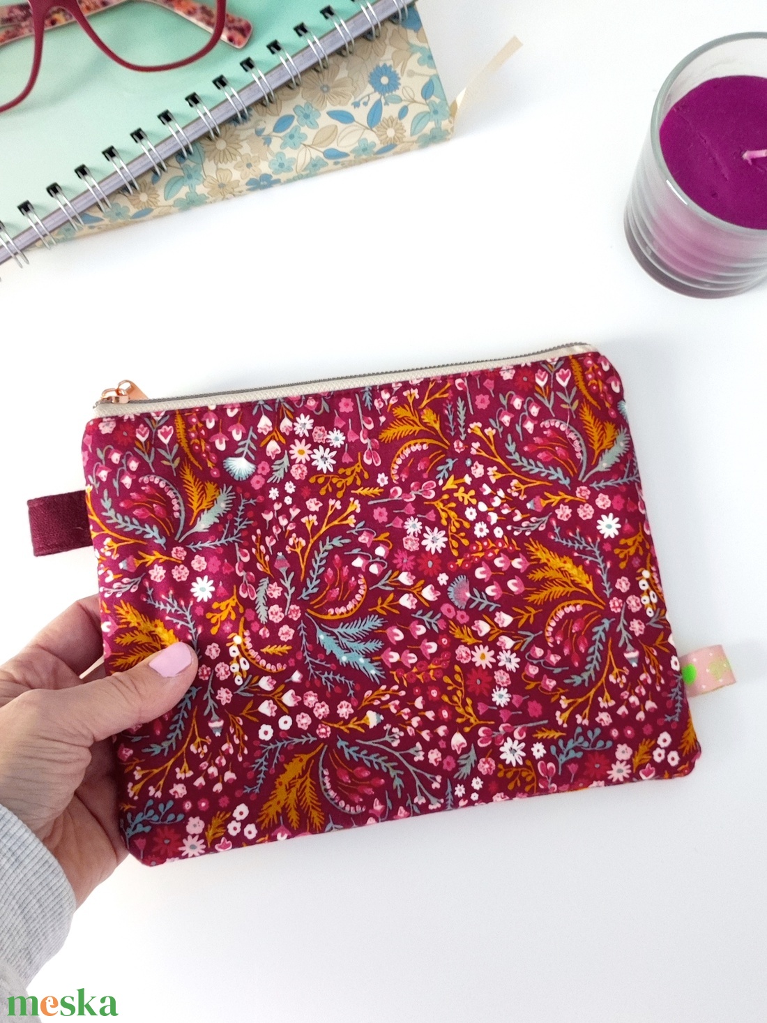 Virágos női kozmetikai táska - mindennapos használatra - táska & tok - neszesszer - Meska.hu