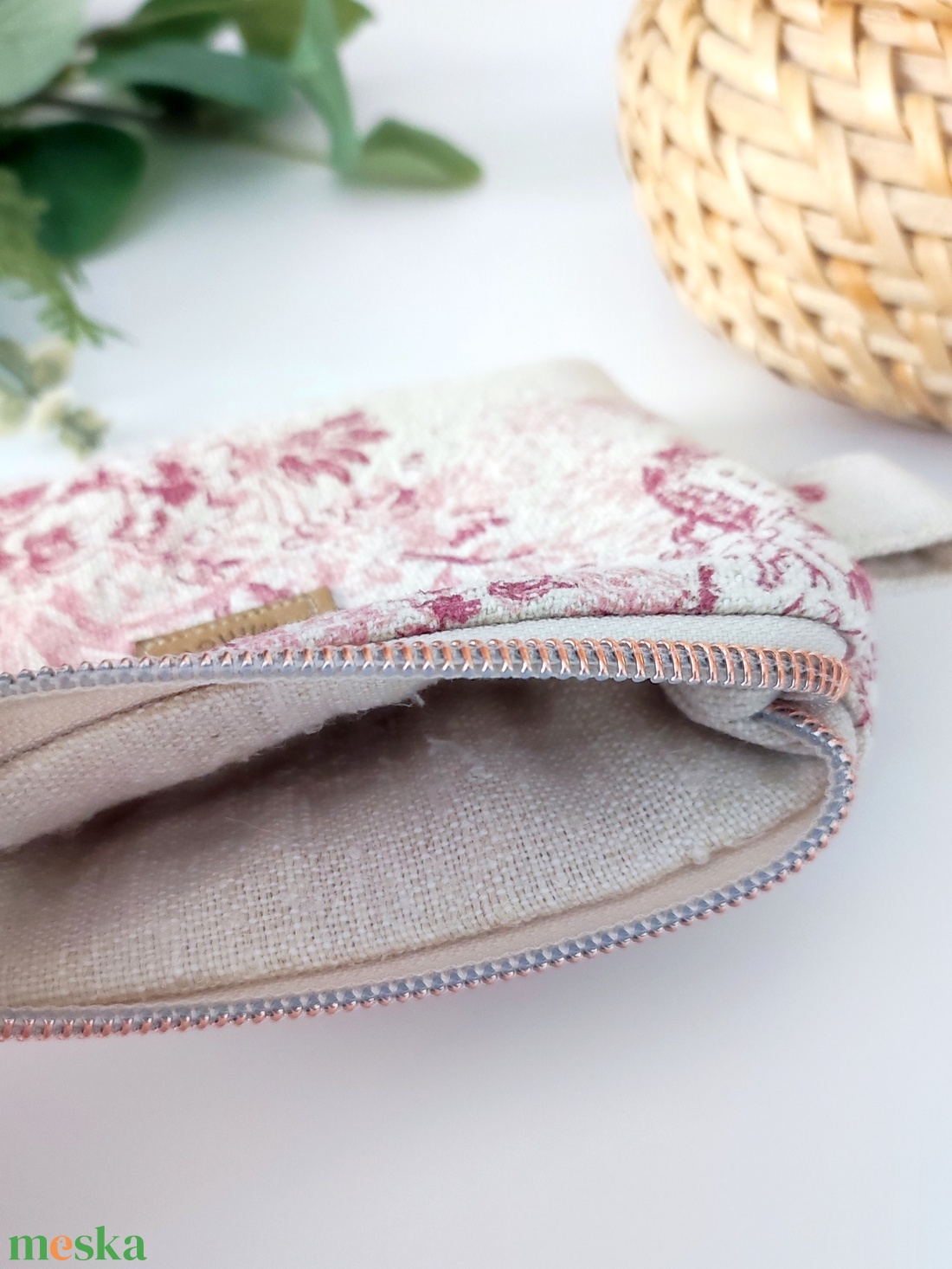 Toile de Jouy természetes vászon női neszesszer � környezetbarát - táska & tok - neszesszer - Meska.hu