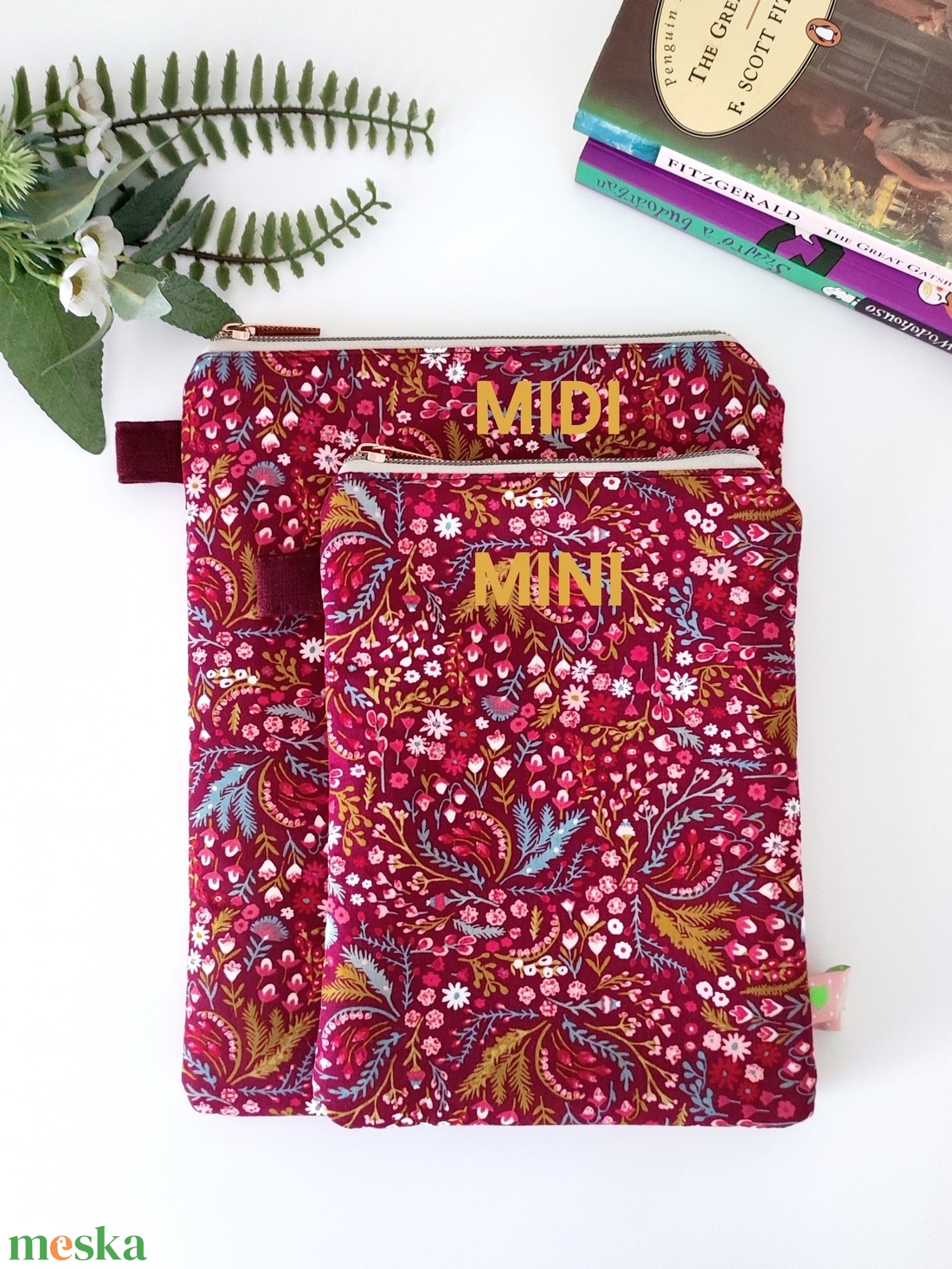 Természetes pamut könyvtok - Kisméretű MINI virágos  - könyv & zene - könyvtok - Meska.hu